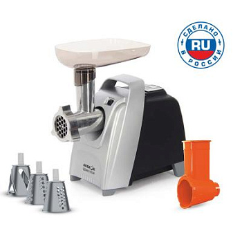 Электромясорубка "Аксион" М62.03 в черно-серебристом корпусе
