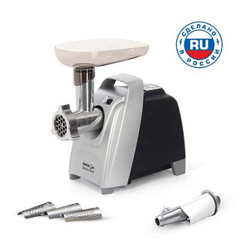 Электромясорубка "Аксион" М62.04 в черно-серебристом корпусе